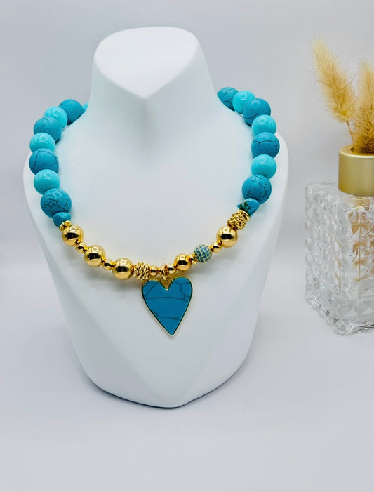 Turquoise Heart Glow  NK NS006